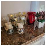 Lot of Candle Holders w/ Faux Plant Lot of Candle Holders w/ Faux Plant