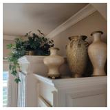 Lot of Vases w/ Crackle Glass & Faux Plant Lot of Vases w/ Crackle Glass & Faux Plant