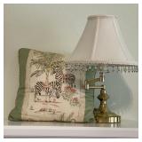 Brass Lamp w/ Zebra Pillow