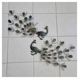 Metal Peacock Wall Art Pair