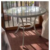 Round Metal Patio Table w/Glass Top