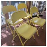 Set of 4 Folding Yellow Chairs