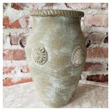 13" Sun Motif Pottery Vase