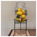 Drink Container in Metal Stand w/ Faux Lemons &