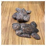 2 Hand Carved Turtles from Brazil