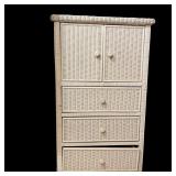 Wicker & Wood Tallboy Dresser; shows some wear