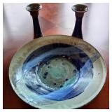 Pottery Bowl w/ Candle Holders