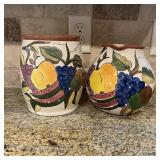 Hand Painted Pottery Pitcher & Container