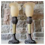 Modern Footed Lamp Pair