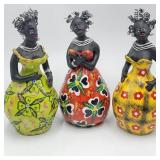 Trio of Ethnic Pottery Figurines