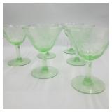 Set of 6 Depression Green Footed Glasses