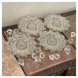 8 Glass Iridescent Snowflake Plates w/ Crystal