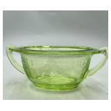 Green Depression Glass Oval Open Sugar Bowl