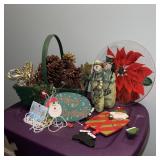 Christmas Decorations in Basket & Box