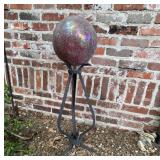 Gazing Ball in Iron Stand