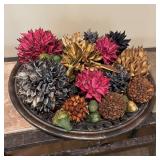 Dried Artichoke Decor w/ Heavy Metal Tray