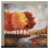 Fall Trees by  a River Oil on Canvas