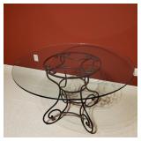 Iron Scroll Glass Top Table