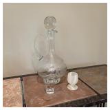 Etched Glass Decanter w/ Onyx Glass