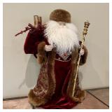 Santa in Satin & Brocade Attire w/ Faux Jeweled