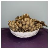 Hallmark Ceramic Bowl w/ Gold Faux Grapes