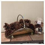 Decorative Firewood Rack w/ Pinecones & Potpourri