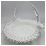 Vintage Fenton Milk Glass Basket