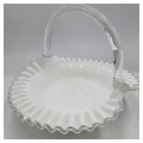 Vintage Fenton Milk Glass Basket