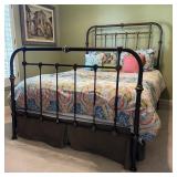 Vintage Style Queen Metal Bed w/ Mattress,