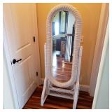 White Wicker Adjustable Mirror