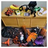 Box of Halloween Decor w/ Strobe Light & Spiders