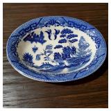 Vintage Blue Willow Porcelain Oval Bowl