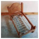 Vintage Oak Doll Rope Bed