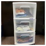 Wheeled Storage Tower 3 Drawer with Contents