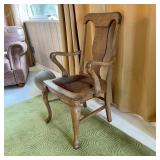 Antique Oak Chair w/ Animal Hide Seat