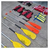 Lot of Life Jackets & Oars