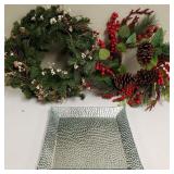 Small Fall Wreaths & Glass Tray