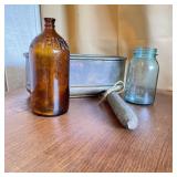 Vintage Copper Container, Purex Bottle, Blue