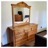 Vintage Dresser with Mirror, 57" x 18" Deep, 34" h