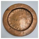 9" Signed Hammered Copper Plate