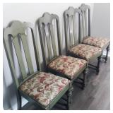 Set of 4 Shabby Green Vintage Chairs