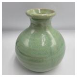 4' Vintage Teal Ceramic Vase