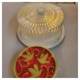 Cake Tray w/ Plastic Cover and Tin