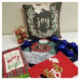 Christmas Tree Skirt, Pillow, Tea Towels +