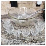 Vintage Glass Wedding Punch Bowl Set