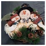 Snowman Fiber Optic Welcome Wreath