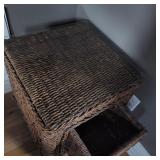 Glass Top Wicker End Table