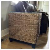 Wicker Style End Table w/ Glass top