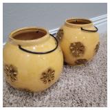 Ceramic Candle Lantern Pair w/ Handles