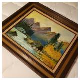 Vintage Lake & Mountain Scene